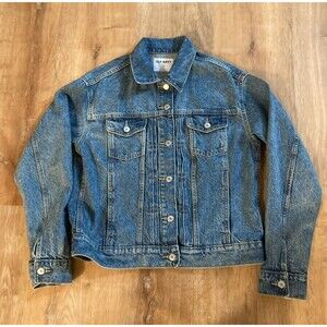 Old Navy Jacket Womens Small Blue Denim Trucker Button Front Casual 100% Cotton